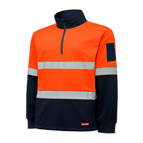 Hard Yakka Hi Vis 2 Tone 1/4 Zip Brushed Taped Fleece Jumper Thumbnail