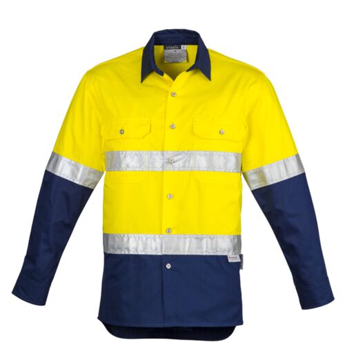 Syzmik Mens Hi Vis Industrial Long Sleeve Shirt Hoop Taped Thumbnail