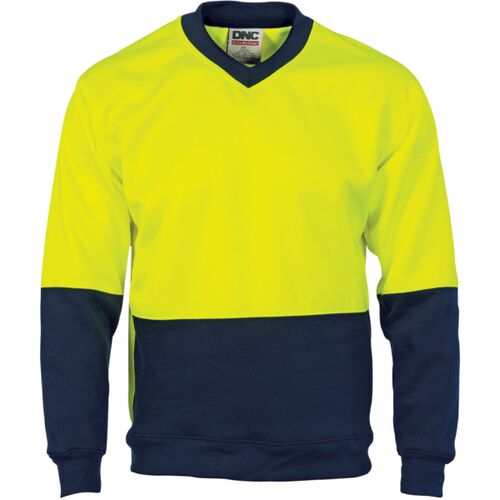 DNC Hi Vis 2 Tone Fleecy V Neck Sweat Thumbnail